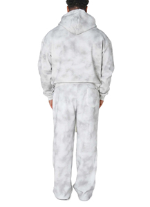 Ensemble sweat à capuche personnalisé délavé à l'acide pour hommes pantalon de survêtement évasé brodé avec fermeture éclair survêtement Streetwear vintage ensemble polaire lourd - Product Image 2