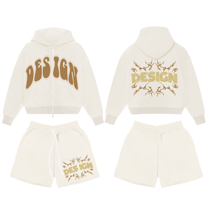 Conjunto personalizado de Sudadera con capucha y pantalones cortos de verano de calle nueva llegada 2025 chándal transpirable de secado rápido de algodón 100% para hombres - Product Image 6
