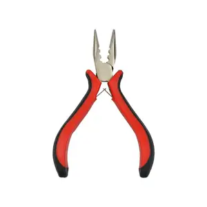 Pince avec poignée rouge et 3 trous d'extensions de cheveux professionnels de précision pour l'installation et le réglage des anneaux Micro Nano