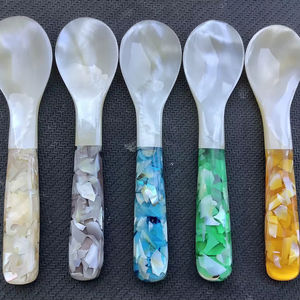 Seashell Spoon Exquisite Nacre Shell Parfait pour servir des condiments et des bonbons Vietnam Made - Product Image 1