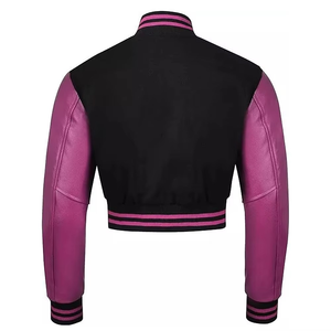 Chaqueta Bomber Varsity recortada con manga de cuero Unisex más vendida, béisbol universitario personalizado para otoño - Product Image 5