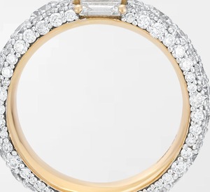 Bague délicate en diamants baguette avec 140 diamants ronds cultivés en laboratoire, 1,47 carat GH-VS, en or jaune 18 carats, cadeau pour une occasion spéciale - Product Image 3