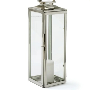 Linterna de vela de acero y vidrio de calidad Superior hecha a mano para el hogar y Navidad linterna de plata decorativa con mango de cuerda - Product Image 2