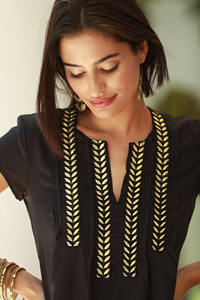 Bikini Mexicano Étnico Vintage con Bordado Campesino, Rayón Azul, Cuello en V Ancho, Rayas, Paisley, Encaje, Teñido Liso, Directo de Fábrica - Product Image 6