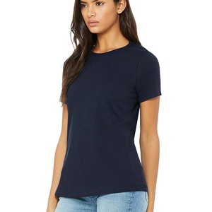 Camiseta elegante de cuello redondo CVC de manga corta personalizada transpirable para mujer - Product Image 1