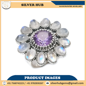 Larimar de alta calidad y piedra lunar piedra preciosa sólida 925 anillos finos joyería OEM piedra natal regalos del Día de San Valentín - Product Image 4