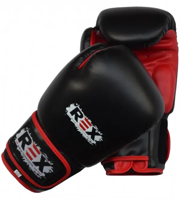 14oz REX Black Red PU Boxing Gloves Artificial Leather MMA Sparring PVC Punch Bag Muay Thai Training Glove with Custom Logo