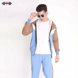 Survêtement à capuche à couleurs bloquées pour hommes de qualité supérieure Style décontracté doux Durable 100% coton tissu polaire respirant hiver Gym - Product Image 4