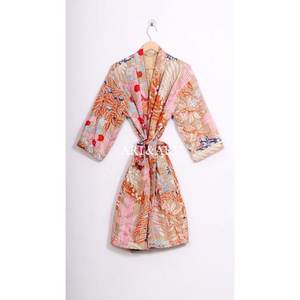 <b>Women</b> Coat Kantha Winter Robe Kimono EcoFriendly Fabric Ethnic Traditional Vintage Indian Handmade Colorful Cotton Jackets short - Product Image 5