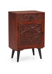 Muebles de Dormitorio Modernos y Elegantes, Mesita de Noche Blanqueada Hecha a Mano con Diseño Floral Tallado, Construcción Resistente para Hoteles - Product Image 3