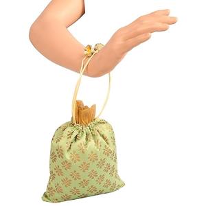 Banarasi Floral Brocade Potli <b>Bag</b> With Pearl Handle &Tassel Ethnic Wedding Purse Women s Handbag for Wedding and Festival Favors - Product Image 2