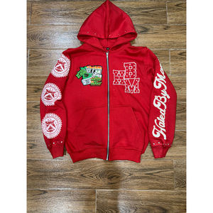 Fait sur mesure de haute qualité vierge hommes strass fermeture éclair sweats à capuche nouvelle mode personnalisée couleur unie vêtements décontractés sweat à capuche zippé - Product Image 1