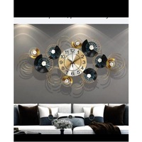 Jam Dinding Analog Logam Desain Emas Besar untuk Dekorasi Rumah, Buatan Tangan dengan Kualitas & Finishing Tinggi, Gaya Modern, Motif Merak Kecil & Besar