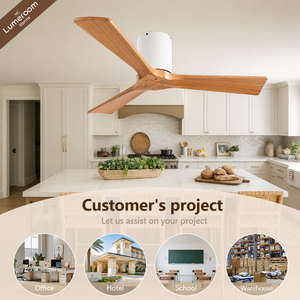42 Inch <b>Ceiling</b> <b>Fan</b> Without Light, Flush Mount Solid Wood Blades, 6 Speed <b>Remote</b> <b>Control</b>, Reversible DC Motor for Bedroom - Product Image 3