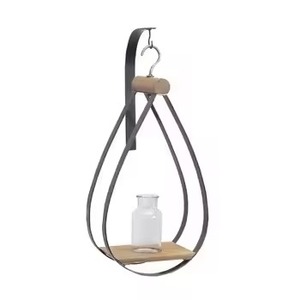 Jarrón de Vidrio y Metal Dorado y Negro para Mesa, Maceta Tipo Tubo de Ensayo - Product Image 2