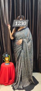 ชุดส่าหรีผ้าไหมชานเดรีเนื้อจอร์เจตต์ ดีไซน์เอเวอร์กรีน พร้อมเสื้อปักลาย  ขายดี  เสื้อผ้าอินเดีย-ปากีสถานเนื้อนุ่ม  ลดราคา - Product Image 5