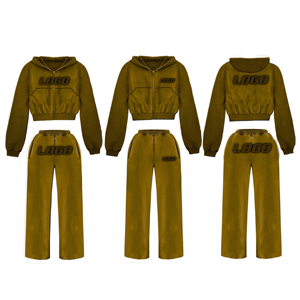 2025 qualité supérieure femmes 100% coton survêtement goutte épaule conception pour l'hiver utilisation à la mode motif solide - Product Image 1