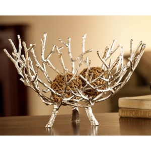 Aluminum Tabletop Decorative Fruit <b>Storage</b> Bowl Twing Style Bowl With Silver Finishing Fruit Serving Bowls - Product Image 1