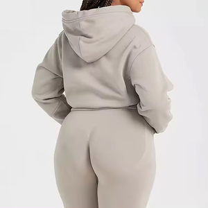 Custom logo Wholesale Crop Tops Women <b>Hoodie</b> Screen Print Long Sleeve Blank Thick Crop <b>Zip</b> <b>up</b> <b>Hoodie</b> OEM - Product Image 4