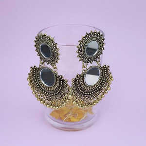 Kriaa <b>Fine</b> <b>Cuff</b> <b>Earrings</b> Gold Plated Mirror Jhumki 1314533 Collection - Product Image 1