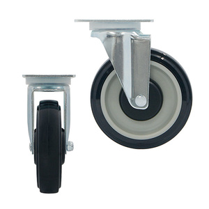 Living Room <b>Sofa</b> Casters With Black Rubber Wheels And Silver Metal Mount Round Shape - Product Image 1