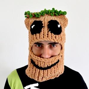 Hand Embroidery Autumn Winter Warm <b>Tree</b> Man <b>Face</b> Mask Hat Hand-Knitted Character Common Unisex Adult Casual New Cross-Border - Product Image 3