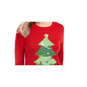 Karen Scott <b>Women's</b> Large Size Red Open <b>Cardigan</b> Breathable Winter Sweater Front Button Printed Flower Design Knitted <b>Women's</b> - Product Image 2