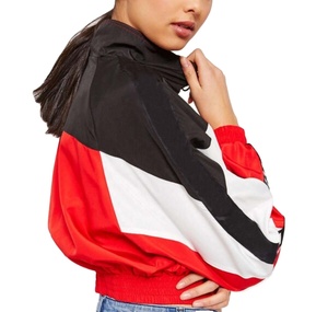 Chaqueta Cortavientos Impermeable Informal de Talla Grande para Mujer, Chaqueta Anorak Transpirable con Capucha, Cierre de Cremallera, Bloques de Color Personalizados - Product Image 4