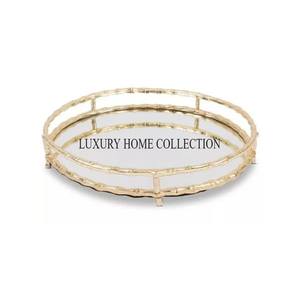 Bandeja de espejo de vidrio de metal decorativo de inspiración lujosa con bordes encantadores para una decoración elegante del hogar e ideas de centro de mesa de boda - Product Image 6