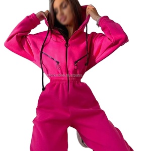 Conjunto Deportivo de Sudadera con Capucha y Pantalones Jogger para Mujer, con Logotipo Personalizado, 100% Algodón, Estilo Casual Otoñal, Traje de Una Pieza - Product Image 4