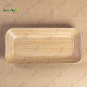 Durable Spun Blue Bamboo Painted Eco Friendly Serving Tray Natural Elegant Lightweight <b>Microwave</b> Safe Restaurant Use Deluxe - Product Image 3