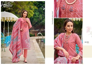 ชุดสูทที่ไม่ผ่านการเย็บอย่างไม่มีตะเข็บของปากีสถาน100% ผ้าฝ้ายบริสุทธิ์พิมพ์ลายดีไซน์เนอร์สุดหรูและงานปักที่หนักหน่วง - Product Image 4