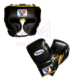 Nouveauté 2026, vente chaude, ensemble de boxe professionnel noir de combat, cuir véritable, ensemble de boxe personnalisé Winning, MI-BGS-12 - Product Image 6