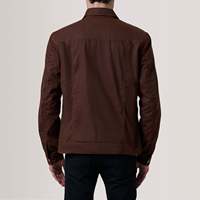 Veste en jean réversible pour homme Colberto Brown en toile cirée, imperméable, respirante, gaufrée, style sportif urbain avec fermeture éclair