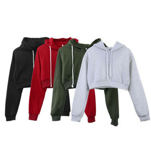 Sweat-shirt à capuche court pour femme en gros, vêtements de rue décontractés, coupe ample, devant, OEM ODM disponible - Product Image 1