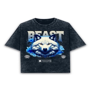 BEAST lavado ácido azul marino algodón de gran tamaño camiseta Unisex Premium suave algodón Casual Streetwear cómoda camiseta de moda - Product Image 1