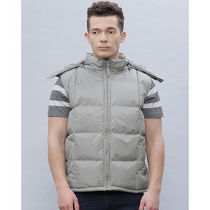 Chaqueta acolchada para hombre con servicio OME personalizada al por mayor, ecológica, impermeable, naranja, manga regular, con capucha y soporte, reversible - Product Image 1