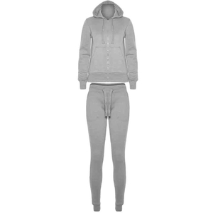 Conjunto de Dos Piezas de Chándal con Capucha y Pantalones Deportivos de Lona de Color Sólido Personalizado, Estilo Informal, Cálido para Invierno, con Cremallera y Capucha, 100% - Product Image 3