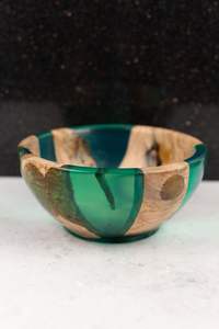 Bol en résine en bois artisanal unique Designer fait à la main rustique moderne décoratif de table élégant affichage à la maison - Product Image 5
