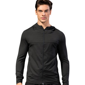 Sudadera CON CAPUCHA DE LICRA y poliéster con cremallera para hombre, logotipo personalizado de calidad superior, diseño bordado impreso, ajuste Atlético - Product Image 2