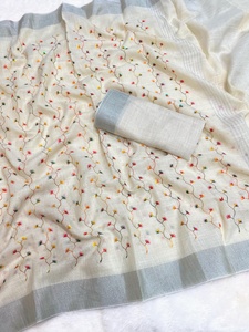 Designer indien femmes lin tissu Saree élégant exclusif Blouse traditionnel élégant fantaisie Festival fête porter dernière ethnique - Product Image 6