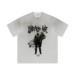 Nouveau Style de rue extérieur Pigment coloration Dtg impression poids lourd 100% coton séchage rapide recadrée goutte épaule hommes T-shirts - Product Image 2