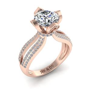 Best Seller 2,00 Ct diamante redondo chapado en oro rosa 925 anillo de loto de plata esterlina para mujer anillo de compromiso de moda de lujo - Product Image 2