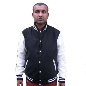 แจ็กเก็ตเบสบอลผ้ากำมะหยี่ขนแกะปักโลโก้ได้ตามต้องการแจ็คเก็ตหนังแขนเสื้อว่างเปล่าแนววินเทจสำหรับผู้ชาย - Product Image 1