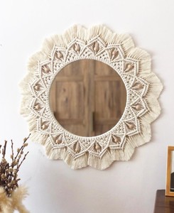 Espejo Macramé Natural Con Barbas De Madera, Espejo Estrella - Product Image 2
