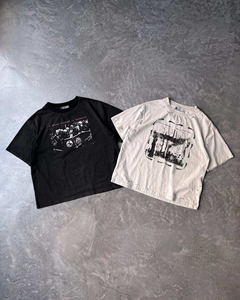 Personalizado O-cuello de la gota debe de gran tamaño Boxy 100% tela de algodón desgastado DTG impresión recortada de peso pesado de los hombres camisetas - Product Image 1