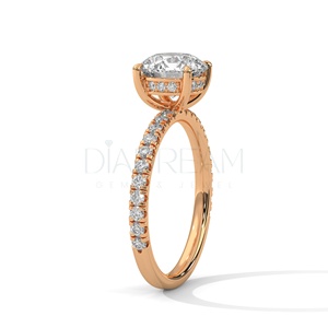Dernière conception de bague de fiançailles en diamant taille ronde 14k or massif Simple Solitaire Leb Grown Diamond Ring Bridal Promise Ring - Product Image 6