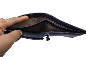 กระเป๋าใส่เหรียญ RFID หนังแท้สีน้ำเงินสำหรับผู้ชายดีไซน์เนอร์พร้อมช่องเสียบการ์ดสไตล์วินเทจ - Product Image 3