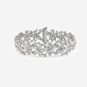 Design de fleurs haute joaillerie taille poire diamants de laboratoire de luxe cloutés véritables bracelets en or massif 18 carats meilleurs pour les cadeaux d'anniversaire en vrac - Product Image 1