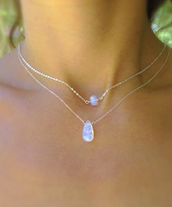 Rainbow Moonstone Pear Gemstone Wired <b>Chain</b> Necklaces Bohemian 925 <b>Sterling</b> <b>Silver</b> Gold Plated Handmade Pendant Necklaces <b>Women</b> - Product Image 4